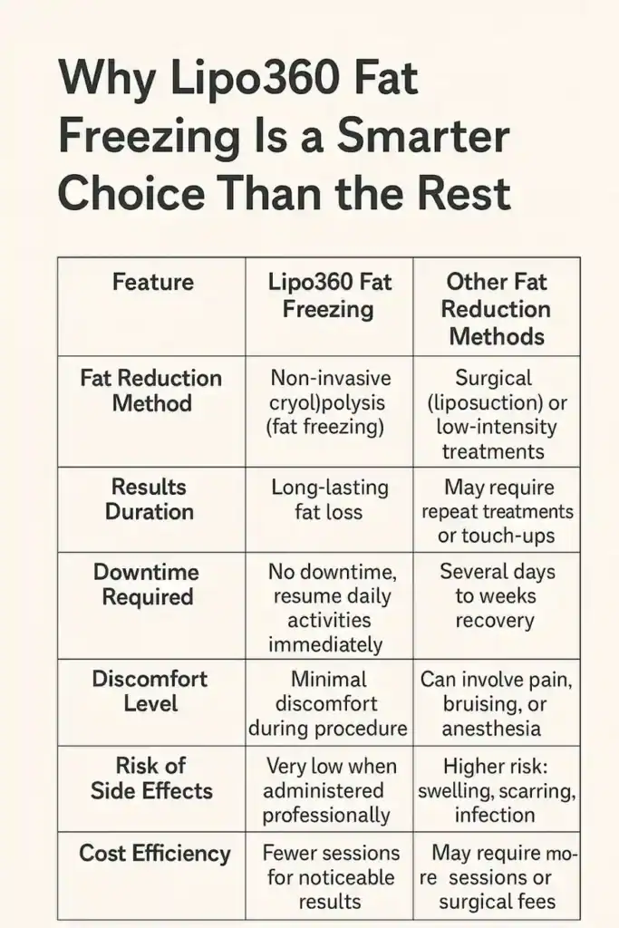 Is it possible to permanently freeze fat cells? 2 Table showing benefits of fat freezing to remove fat cells Harrogate from Lipo 360