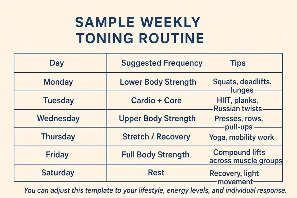 Achieving the Perfect Tone: How Often Should You Exercise for Results? 4 Weekly exercise Harrogate plan graphic