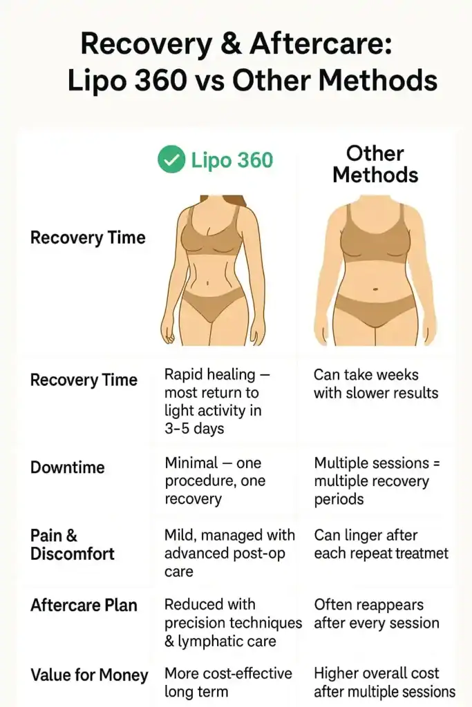 Recovery and Aftercare for Fat-Dissolving Surgery 2 Table to show fat dissolving injection aftercare Harrogate